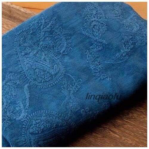 High-end cotton and linen heavy industry embroidery linen garment fabric