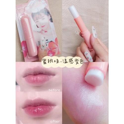 Yixian moisturizing lip balm temperature change color peach cherry apple fruit smell long lasting anti crack lipstick AC244