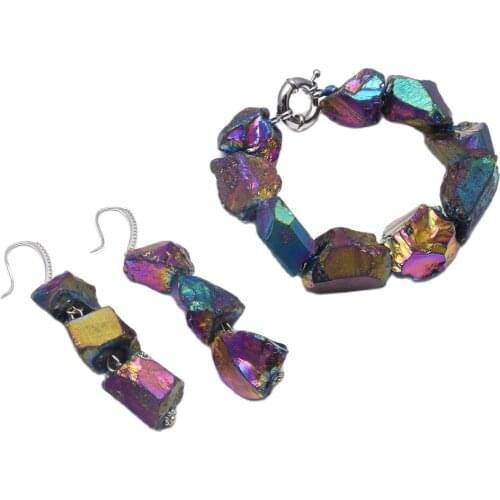 GG Jewelry Multi Color Titanium White Quartz Rough Nugget Crystal Necklace