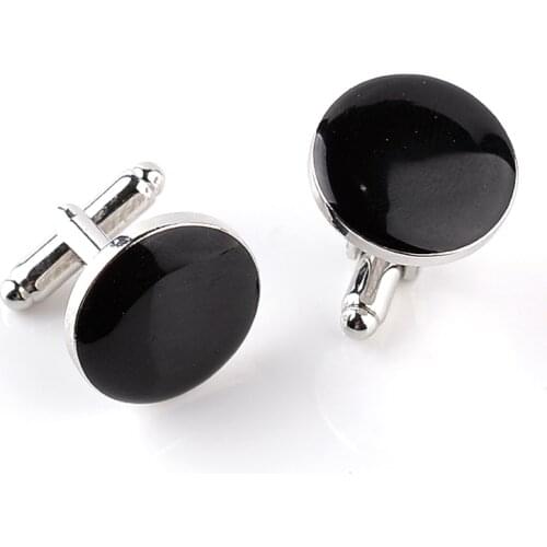 Black Enamel Cufflinks For Mens Classic French Shirt White Cuff Links Office Cufflink Wedding Cuff Buttons Gift For Grooms