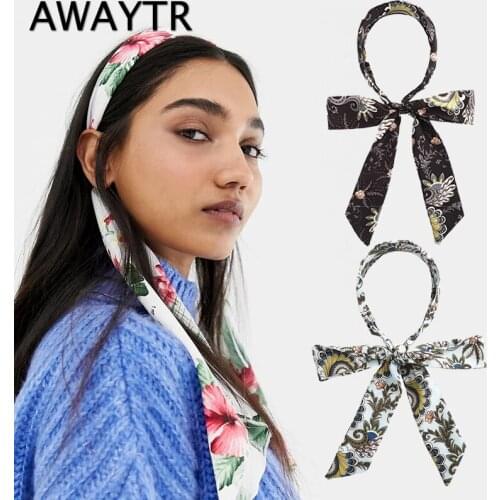AWAYTR New Hairband Women Elegant Vintage Long Ribbon Hairbands Sweet Hair Holder Headband Hair Hoops Fashion Hair Accessories
