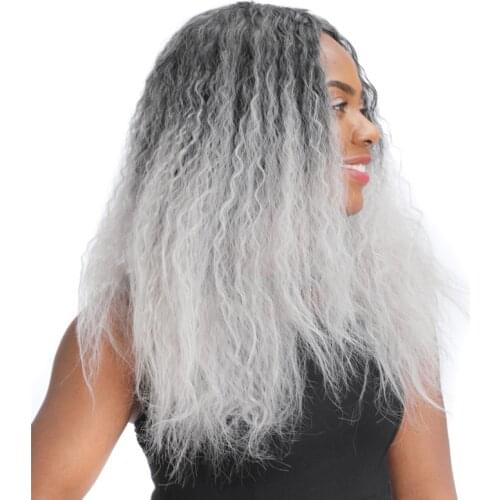 ZM 24inches Long Black/Blue/Red/Grey Kinky Curly Wigs For Black Women Heat Resistant Corn Perm Curly Hair Ombre Synthetic Wigs