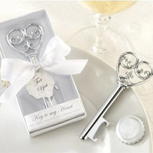 10pcs/lot Souvenir Wedding Gifts Personalized Beer Opener Heart Shape Opener With Box Alloy Presents For Party Guest