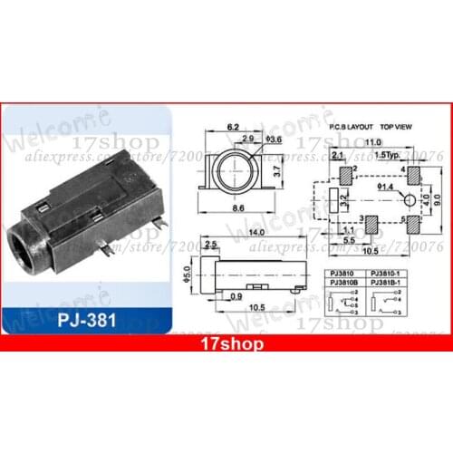 1000PCS 4-Pin SMT SMD 1/8" 3.5mm Jack Stereo Audio Socket for Headphones PJ-381