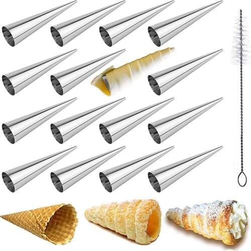 16Pcs/Lot Stainless Steel Cream Horn Molds Set Filled Dessert Pastry Cone Metal Forms Baking Tools