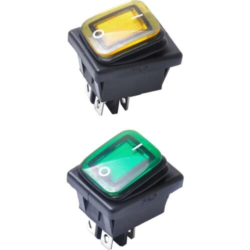 2pcs Green Yellow 4 Pin On-Off DPST Rocker Toggle Switch Vehicle Dash Parts