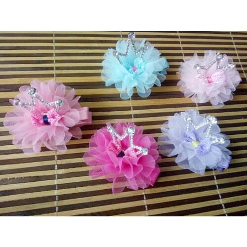 20pcs Crown Pet dog cat Hairpin hair bows dog Puppy lace princess Hair Clips cut Pet Dog Grooming hair Accessory Decorative