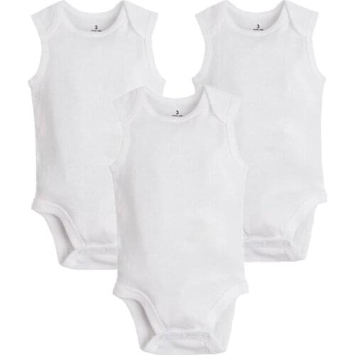 3pcs/lot 2018 summer pure cotton white baby jumpsuits soft newborn clothes baby girl summer clothes , one piece Body for babies