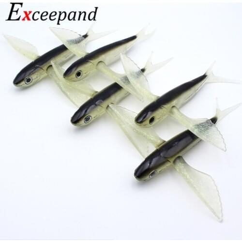 5 PCs Exceepand 23cm 125g Soft Plastic Lures Lifelike Flying Fish Lure Swimbait Tuna Fishing Bait Big Game Durable Bass Lure