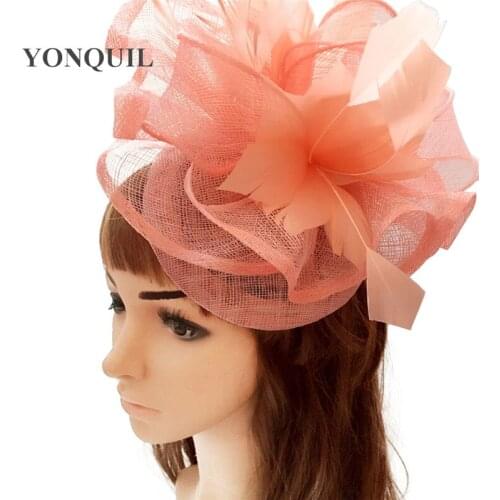 Hot Sale Derby Millinery Sinamay Fascinator Headwear Feather Flower Party Show Hair Accessories Cocktail Hat Perfct Color MYQ109