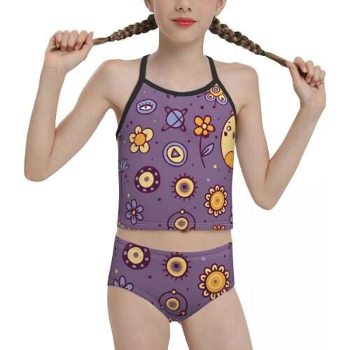 Anime Swimsuit for Children young Girls Print Cute Chicken Pattern Biquini 2021 Wholesale Brand Girl Swimming Suit