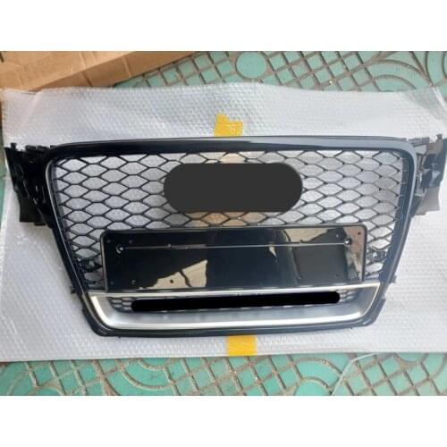 Black Silver Front Sport Hex Mesh Honeycomb Hood Grill Black for Audi A4/S4 B8 2009 2010 2011 2012 For RS4 for Quattro style