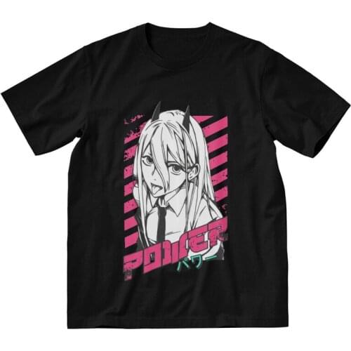 Fashion Power Chainsaw Man T-shirt Men Streetwear T Shirt Short Sleeve Cotton Harajuku Anime Manga Tshirt Urban Tees Tops Gift