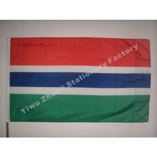 Gambia Flag 150X90cm (3x5FT) 115g 100D Polyester Double Stitched High Quality Free Shipping Flags And Banners