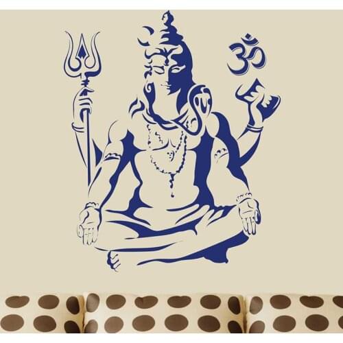 Hinduism Indian God Religion Vinyl Wall Decal Lord Shiva Art Sticker Mural Family Bedroom Living Room Partial Room Art Mural