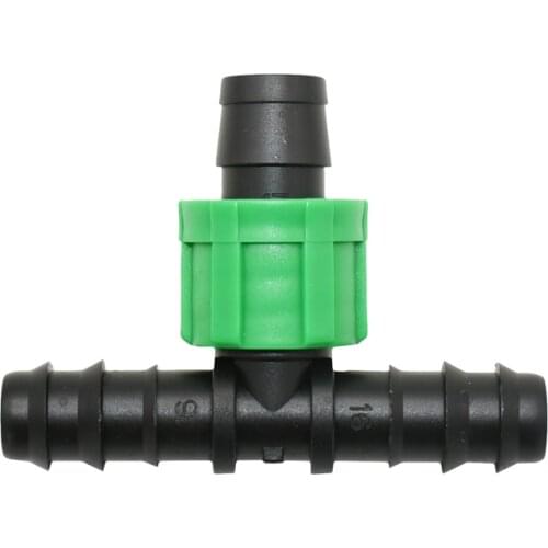 1/2" hose to 16mm drip tape tee connector water splitter lock nut Greenhouse drip irrigation 50 pcs