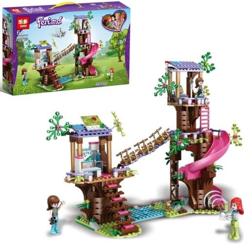 Huge Building Bblock Assembly Toy Jungle Rescue Adventure Tree House 585 PCS Small Particles Spelling Puzzle Children Gift