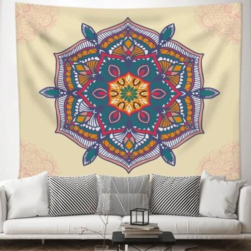 Beautiful Mandala Flowers Champagne Tapestry for Livingroom Photography Wall Decor