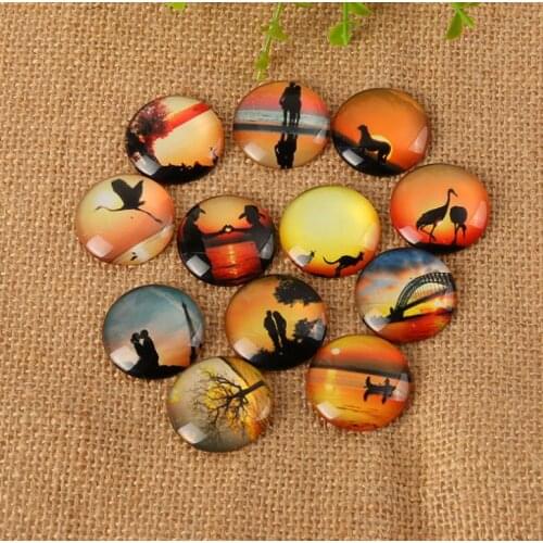 Beautiful evening sunset Glass Dome Cabochons Printed Half Round Gems for Jewelry Making Handcrafts