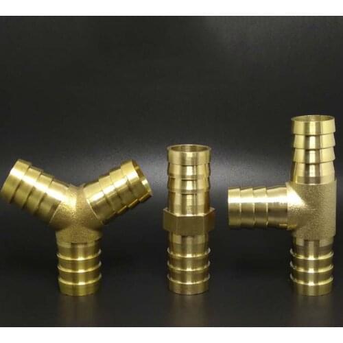 Brass Barb Pipe Fitting 2 3 4 way connector For 4mm 6mm 8mm 10mm 12mm 14mm Hose acetylene oxygen pipe