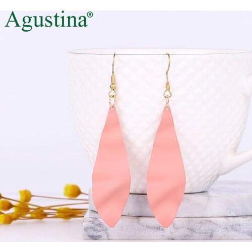 Agustina Fashion Pink metal earrings bohemian drop earrings women long earrings geometry kpop wholesale Statement cute jewelry