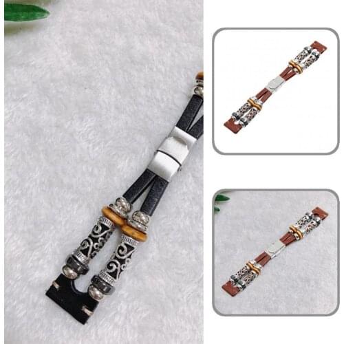 Faux Leather Fashionable Vintage Long Lasting Wristwatch Band Practical Watch Strap Metal Ornament Decor