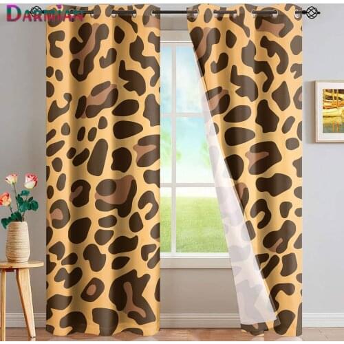 DARMIAN 2021 Fashion Leopard Print European Style Blackout Window Curtain Modern Grommet Curtains for Bedroom/Kitchen Home Decor
