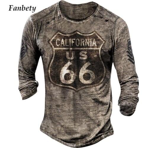 Casual Long Sleeve T-shirts Mens Vintage Loose O-Neck Pullover Tops 2021 Autumn Fashion Pattern Print Tee Men Streetwear Bluas