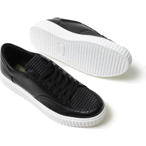 Chekich Sneakers for Men Black Artificial Leather Lace-Up Lightweight Office Wedding Solid Color Casual Shoes Running Daily Footwear Orthopedic and White Outsole Walking Square Detailed Breathable Odorless CH017 V3