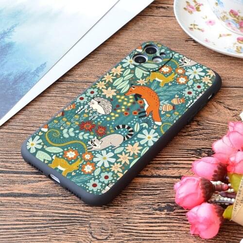 For iPhone Textured Woodland Pattern Print Soft Matt Apple iPhone Case