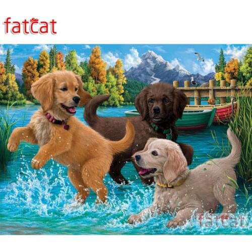 FATCAT 5d diy diamond painting cute dog animal party full square round drill diamond embroidery sale mosaic home decor AE2198