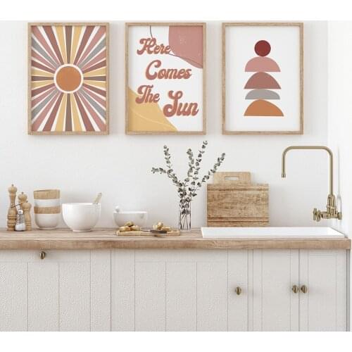 Sunshine Family Gifts bundle Room Wall Art Vintage Wall Painting Set of 3 Prints Nursery Abstract Painting No Frame Pictures