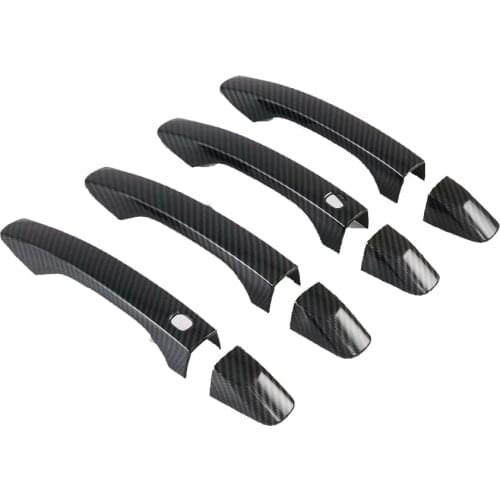 For Kia K7 Cadenza 2019 2020 Carbon Fiber Outer Door Handle Catch Cover Trim Smart Key Molding Guard Decoration Car Styling
