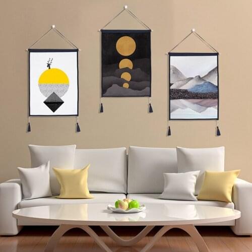 Hot YO-3PC/Set Nordic Wall Hanging Tapestry Hills Sunset Landscape Wall Art Background Cloth Home Decor Tapestry 45X65cm