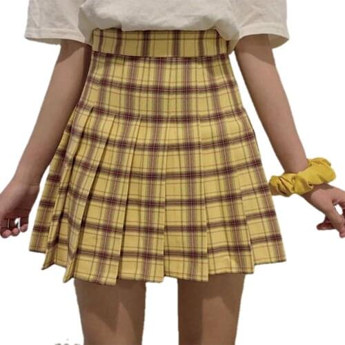 2021 new Kaikawai plaid pleated skirt for girls and students spring and summer skirt, versatile high waist A-line skirt