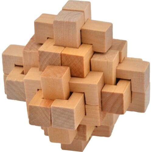 2018 New Design IQ Brain Teaser Kong Ming Lock 3D Wooden Interlocking Burr Puzzles Mind Brain Teaser Game Toy for Adults Kids