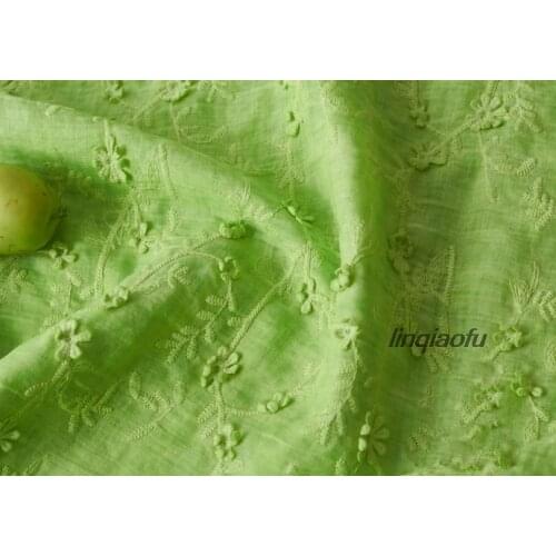 Original summer ramie fine three-dimensional embroidery high-end dress robe cloth High-end linen fabric