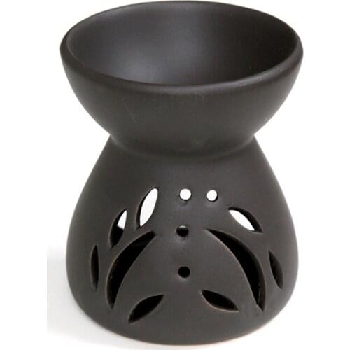 Hollow Essential Oil Furnace Yoga SPA Hotel Living Room Decor Ceramic Aromatherapy Burner Aroma Lamp Black Blue Candle Holder