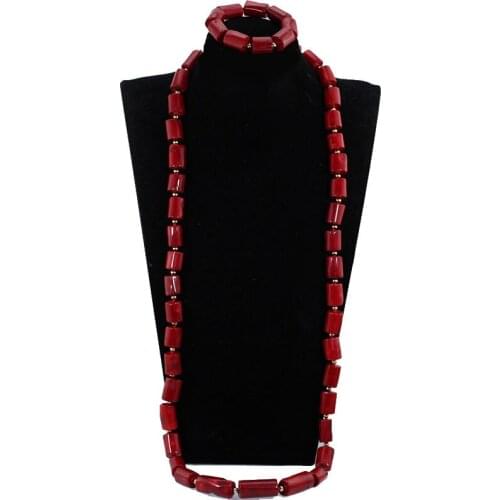 Excellent quality Claret Coral Necklace Jewelry Set 40 inches Big Real Coral Beads Bridal Necklace Set Men Coral Necklace CG031