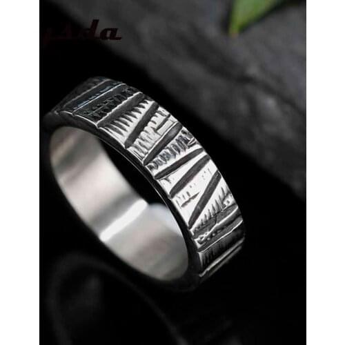 Simple Viking Anillos Mujer Stainless Steel Women Wedding Retro Band Ring Fashion Wedding jewelry Couple Gift For Man Anel