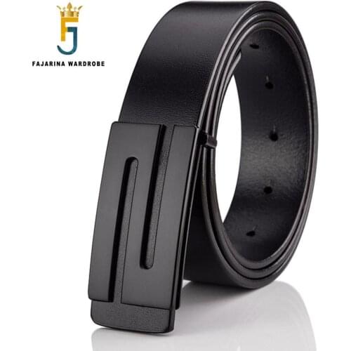 FAJARINA Mens Top Grade Casual Cowhide Genuine Leather Fashion Z Letter Buckle Belts for Men 3.3cm Width Accessories N17FJ600
