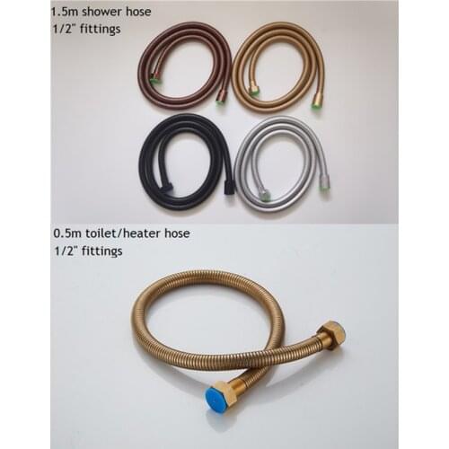 1.5m Stainless Steel Shower Hose Handheld Shower Hose, 1/2" Fittings 0.5m toilet heater hose
