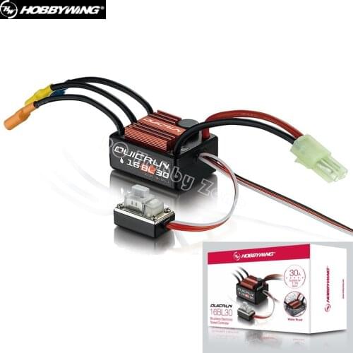 HobbyWing QuicRun 30A Waterproof And Brushless ESC WP-16BL30 with LED program Box For 1/16 1/18 RC Car