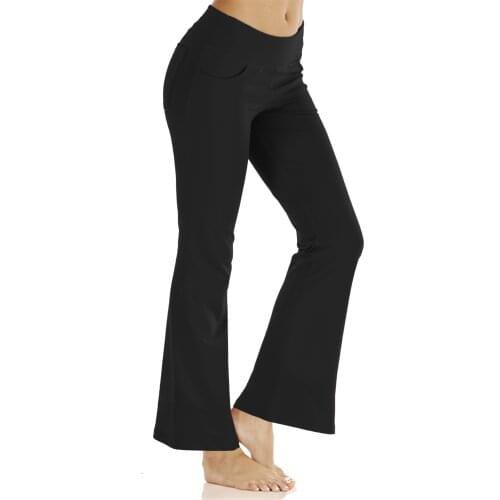 High Waist Yoga Pants Leggings Sport Soft Straight Flare Pants Abdomen Control Fitness Pants with Pockets Gym Girl leggings