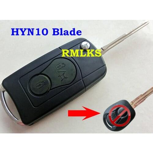RMLKS Folding Flip Remote Key Shell Blank HYN10 Blade Fit For Actyon Kyron Rexton 2 Button Case Fob