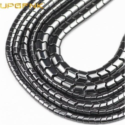 UPGFNK Wave gear shape Natural Black Hematite Stone 5/6/8MM Spacer Loose beads for Jewelry Making bracelet necklace DIY Findings