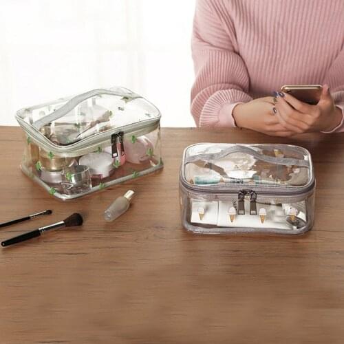 Waterproof Transparent Bath Cosmetic Bag Women Make Up Case Travel Zipper Makeup Beauty Wash Organizer Toiletry Storage Kit