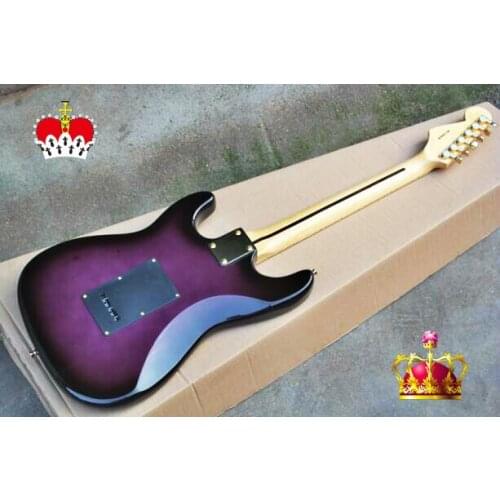 Top quality FPST-1033 transparent purple color with quilted maple veneer cover gold hardware electric guitar, Free shipping