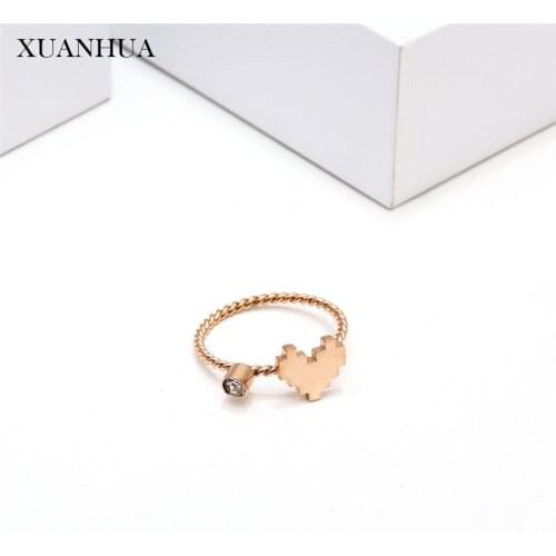 XUANHUA Rose Gold Heart Rings For Women Charms Stainless Steel Jewelry Woman Accessories Fashion Jewelry Free Shipping