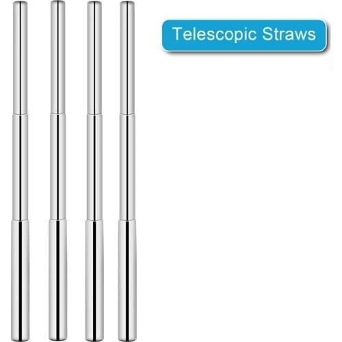 1/2 / 4 Reusable Three-section Straw Stainless Steel Portable Straight Straw Metal Straw Retractable Drinker Party Bar Accessori